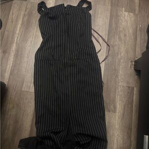 Black Striped Women's Jumpsuit
